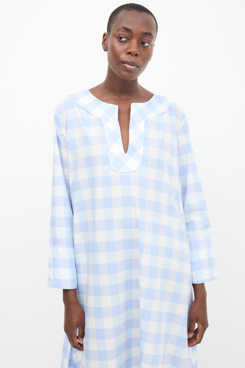 Thierry Colson White & Blue Gingham Tunic Dress