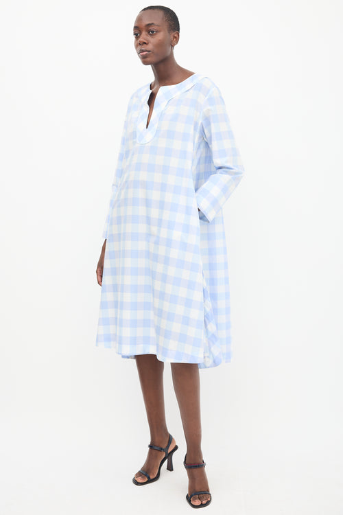 Thierry Colson White & Blue Gingham Tunic Dress