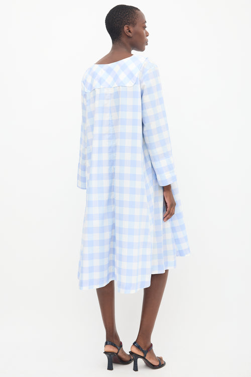 Thierry Colson White & Blue Gingham Tunic Dress