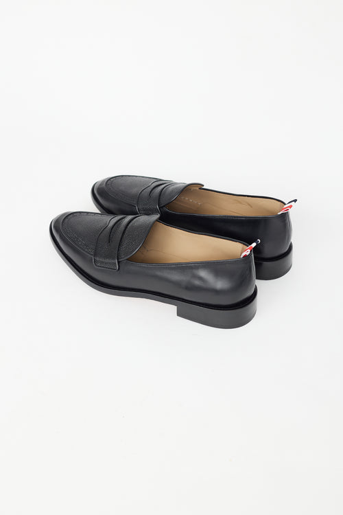 Thom Browne Black Leather Varsity Penny Loafer