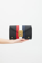 Thom Browne Black & Multicolour Leather Stripe Clutch