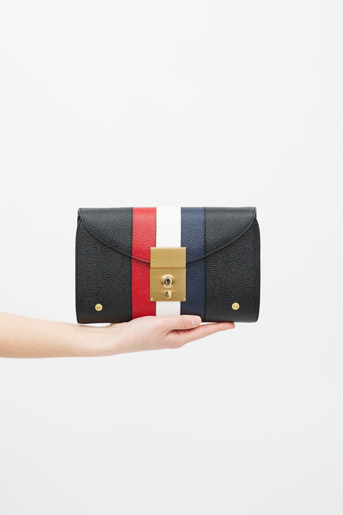 Thom Browne Black & Multicolour Leather Stripe Clutch