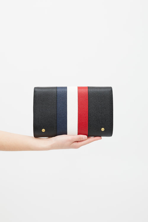 Thom Browne Black & Multicolour Leather Stripe Clutch