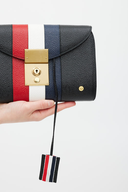 Thom Browne Black & Multicolour Leather Stripe Clutch