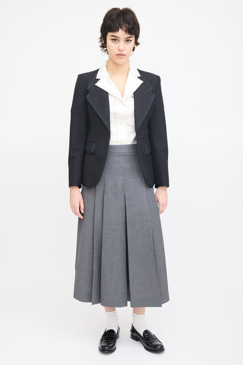 Thom Browne Black Wool & Mohair Grosgrain Trim Blazer