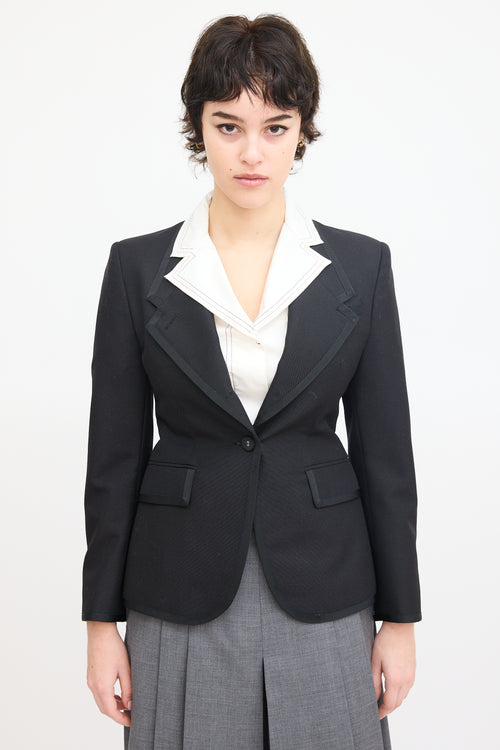 Thom Browne Black Wool & Mohair Grosgrain Trim Blazer