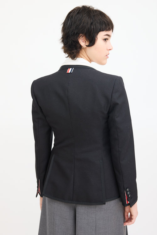 Thom Browne Black Wool & Mohair Grosgrain Trim Blazer