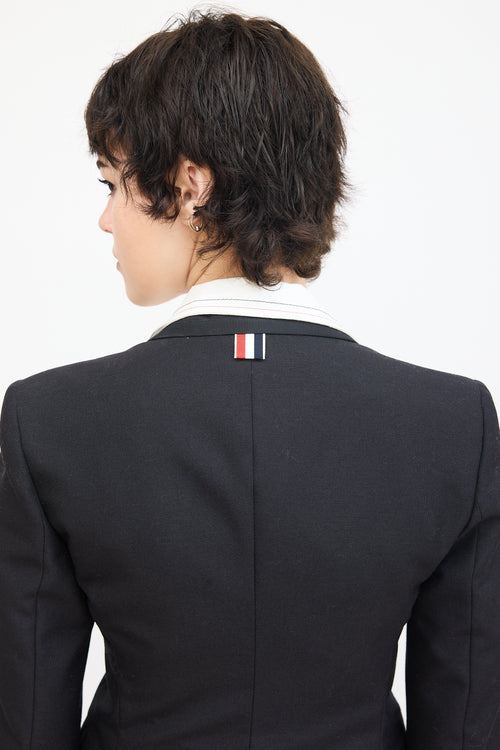 Thom Browne Black Wool & Mohair Grosgrain Trim Blazer