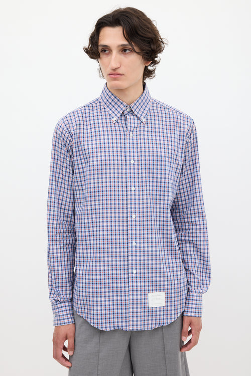 Thom Browne Blue & Multicolour Cotton Check Shirt