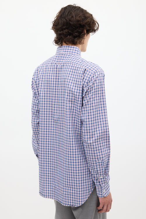 Thom Browne Blue & Multicolour Cotton Check Shirt