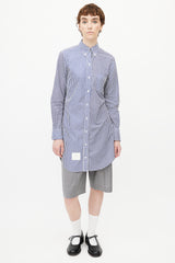 Thom Browne Blue & White Plaid Extended Shirt