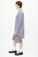 Thom Browne Blue & White Plaid Extended Shirt