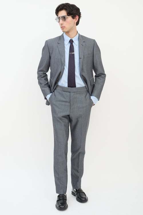 Thom Browne Dark Grey Wool & Mohair Tapered Trouser