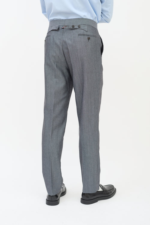 Thom Browne Dark Grey Wool & Mohair Tapered Trouser