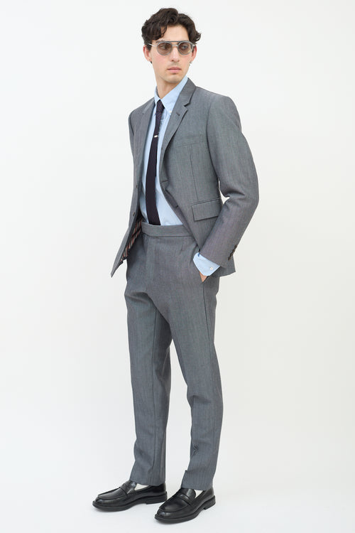 Thom Browne Dark Grey Wool & Mohair Three Pocket Blazer