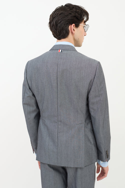 Thom Browne Dark Grey Wool & Mohair Three Pocket Blazer