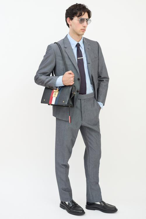 Thom Browne Dark Grey Wool & Mohair Three Pocket Blazer