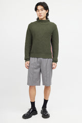 Thom Browne Green & Multicolour Ribbed Wool Knit Sweater