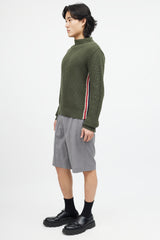 Thom Browne Green & Multicolour Ribbed Wool Knit Sweater