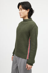 Thom Browne Green & Multicolour Ribbed Wool Knit Sweater