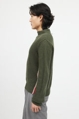 Thom Browne Green & Multicolour Ribbed Wool Knit Sweater