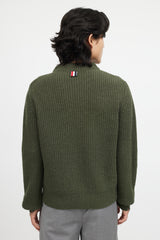 Thom Browne Green & Multicolour Ribbed Wool Knit Sweater