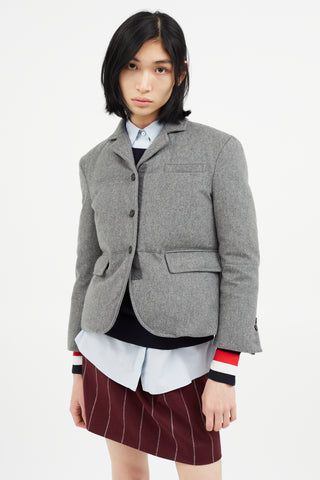 Thom Browne Grey Cashmere & Down Padded Blazer
