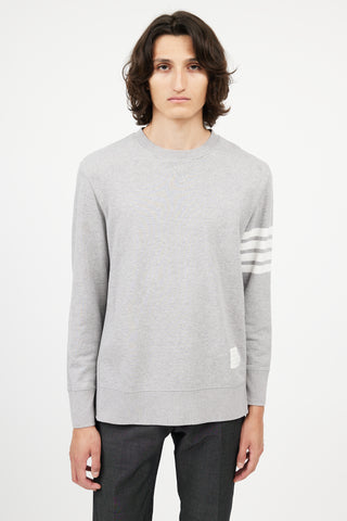 Thom Browne Grey Cotton 4-Bar Sweatshirt