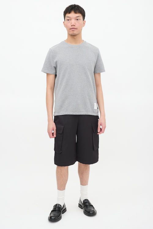 Thom Browne Grey Cotton Stripe Back T-Shirt