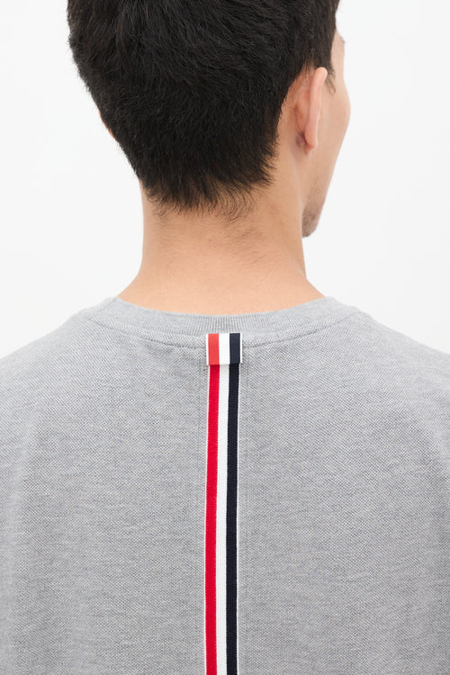 Thom Browne Grey Cotton Stripe Back T-Shirt