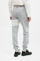 Thom Browne Grey & White Floral Embroidered Jogger