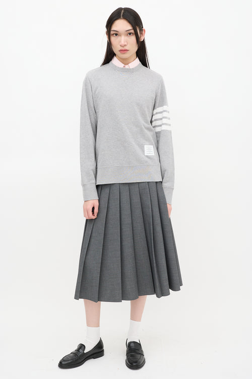 Thom Browne Grey & White Four Bar Sweatshirt