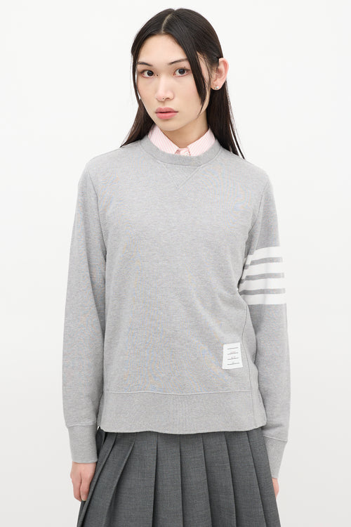 Thom Browne Grey & White Four Bar Sweatshirt