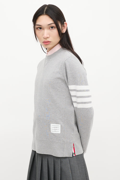 Thom Browne Grey & White Four Bar Sweatshirt