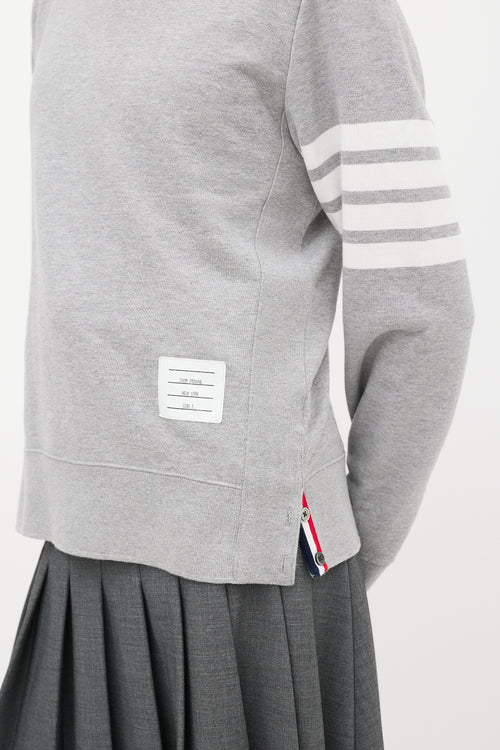 Thom Browne Grey & White Four Bar Sweatshirt