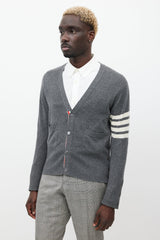 Thom Browne Grey & White Striped Cashmere Cardigan