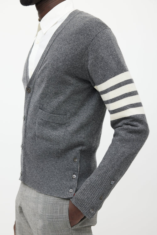 Thom Browne Grey & White Striped Cashmere Cardigan