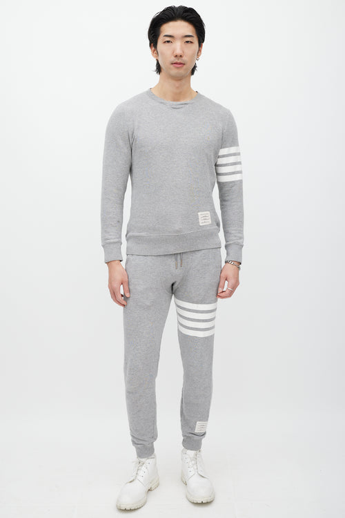 Thom Browne Grey & White Striped Co-Ord Set