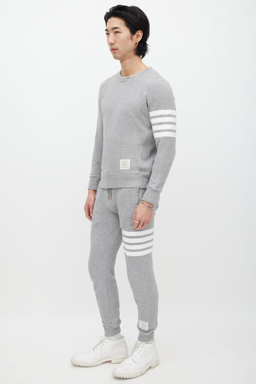 Thom Browne Grey & White Striped Co-Ord Set
