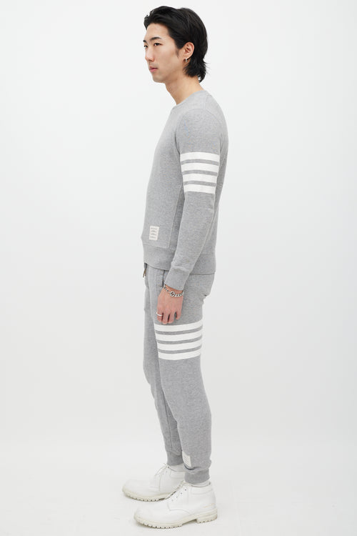 Thom Browne Grey & White Striped Co-Ord Set