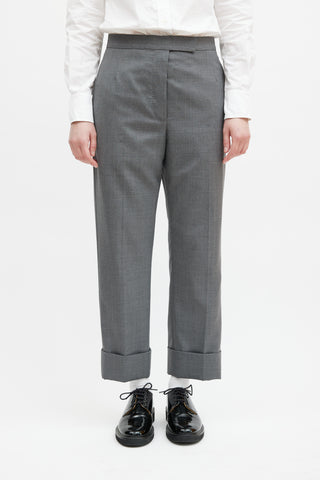 Thom Browne Grey Wool Cuffed Trouser