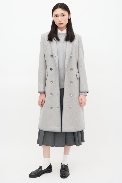 Thom Browne Grey Wool Double Breasted Coat