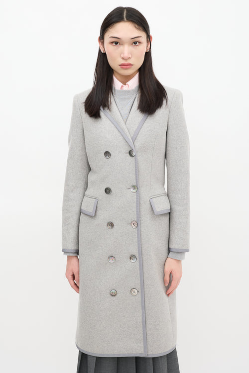 Thom Browne Grey Wool Double Breasted Coat