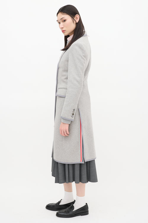 Thom Browne Grey Wool Double Breasted Coat