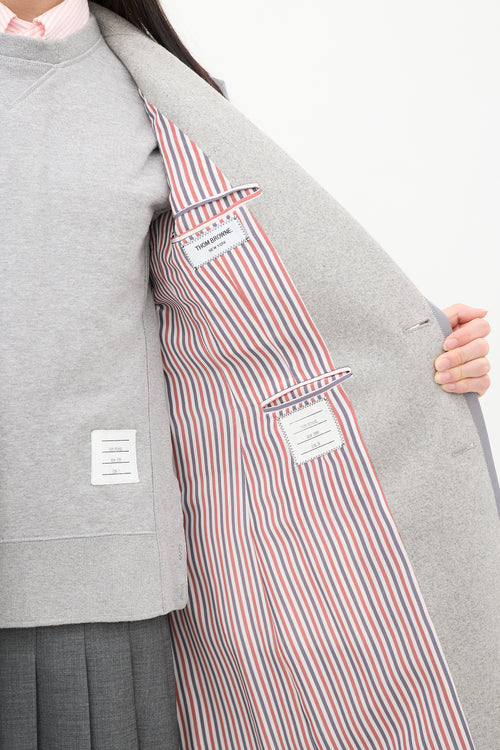 Thom Browne Grey Wool Double Breasted Coat