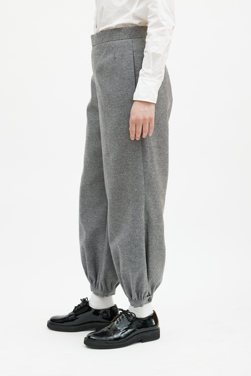 Thom Browne Grey Wool Gathered Trouser