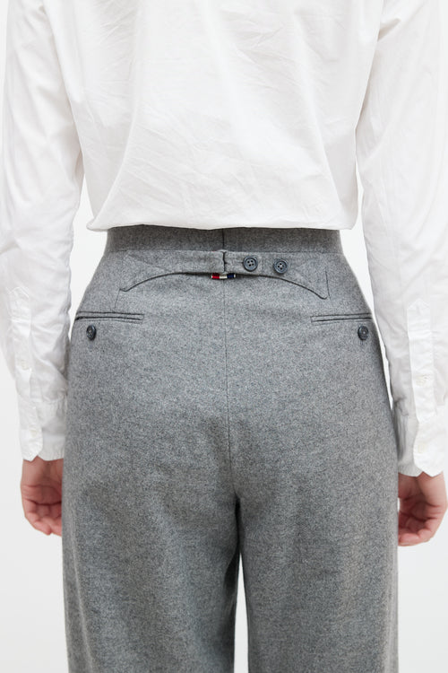 Thom Browne Grey Wool Gathered Trouser