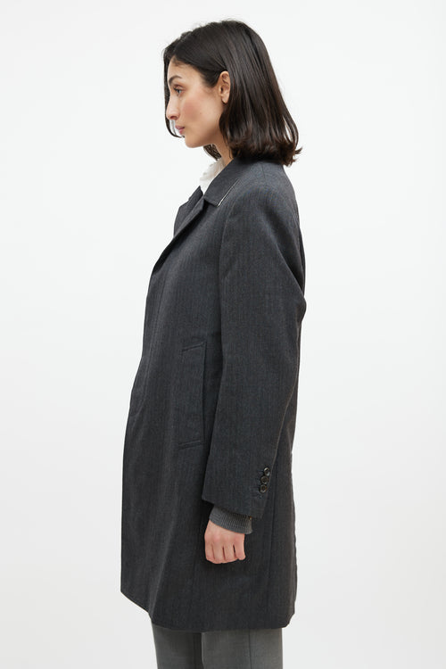 Thom Browne Grey Wool Tweed Coat