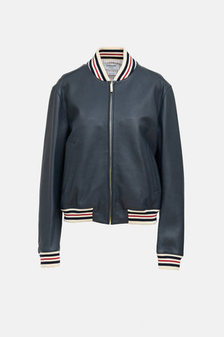 Thom Browne Leather Varsity Jacket