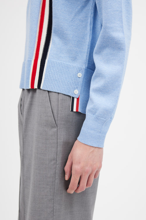 Thom Browne Light Blue Wool Stripe Pocket Sweater